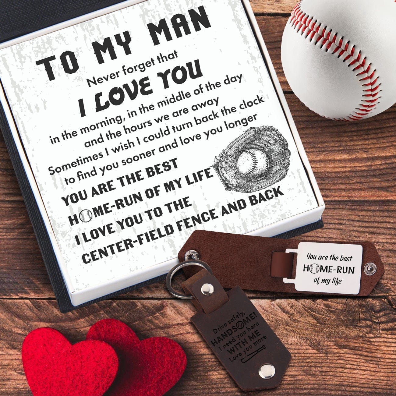 Message Leather Keychain - Baseball - To My Man - Sometimes I Wish I Could Turn Back The Clock - Gkeq26002