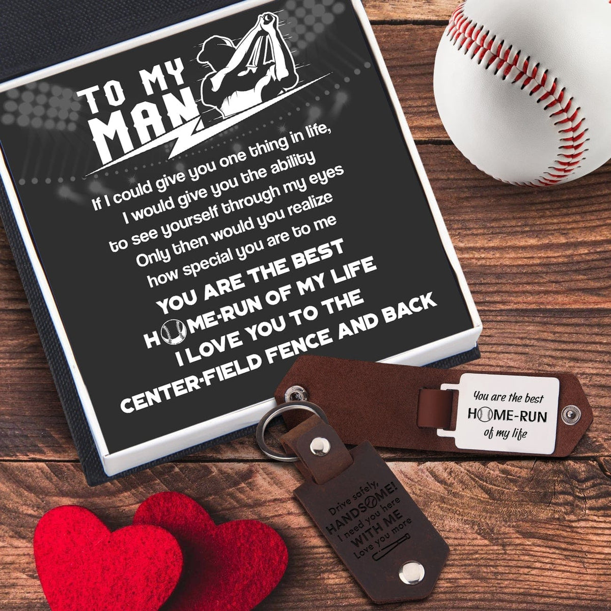 Message Leather Keychain - Baseball - To My Man - You Are The Best Home-run Of My Life - Gkeq26001