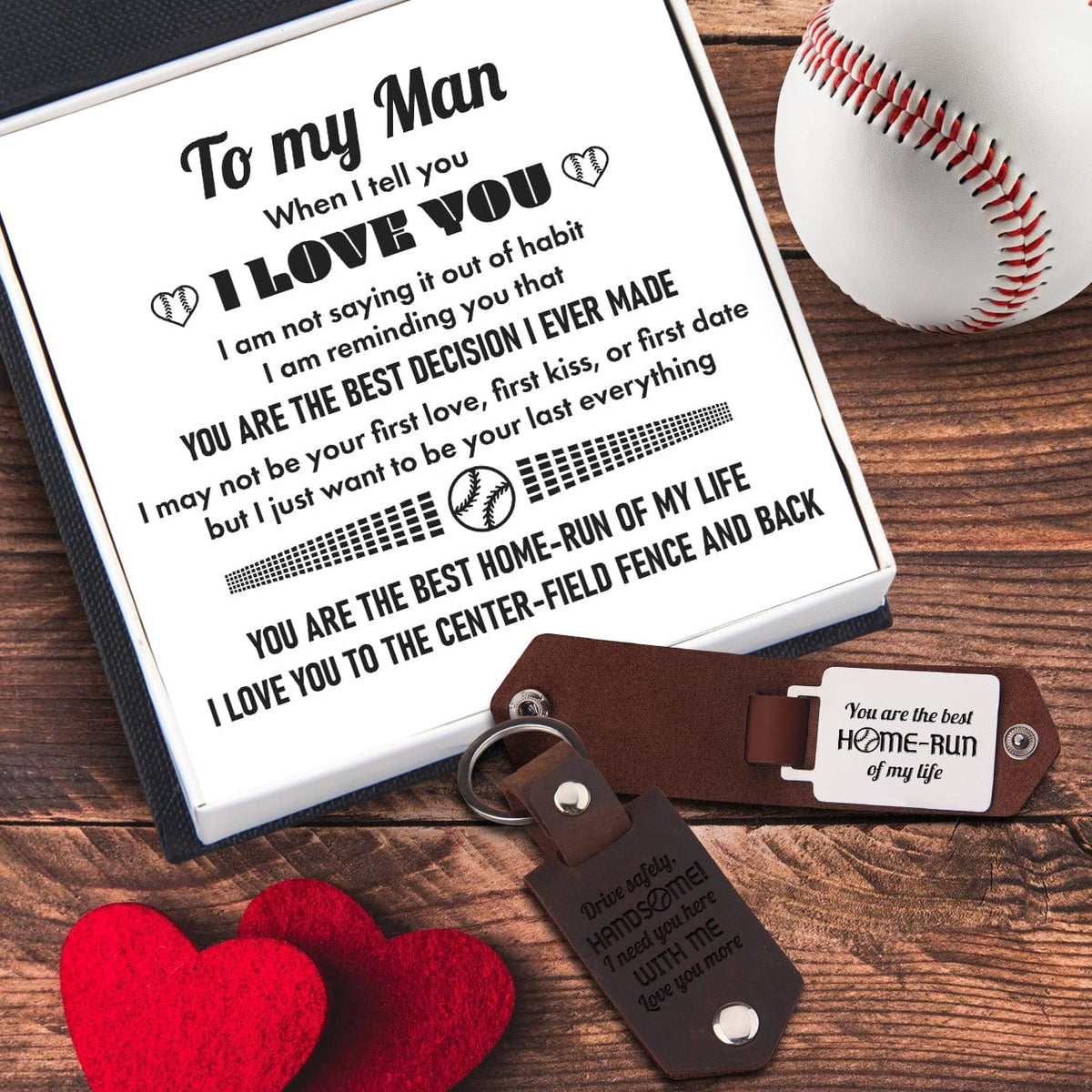 Message Leather Keychain - Baseball - To My Man - You Are The Best Home-Run Of My Life - Gkeq26004