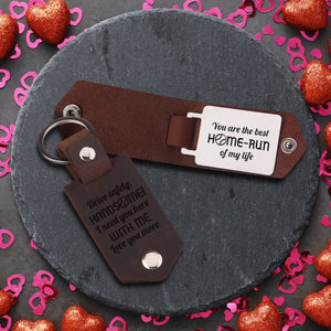 Message Leather Keychain - Baseball - To My Man - You Are The Best Home-Run Of My Life - Gkeq26004