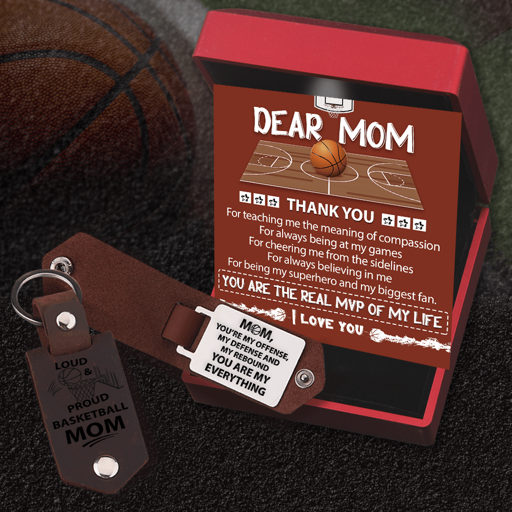 Message Leather Keychain - Basketball - To My Mom - I Love You - Gkeq19001
