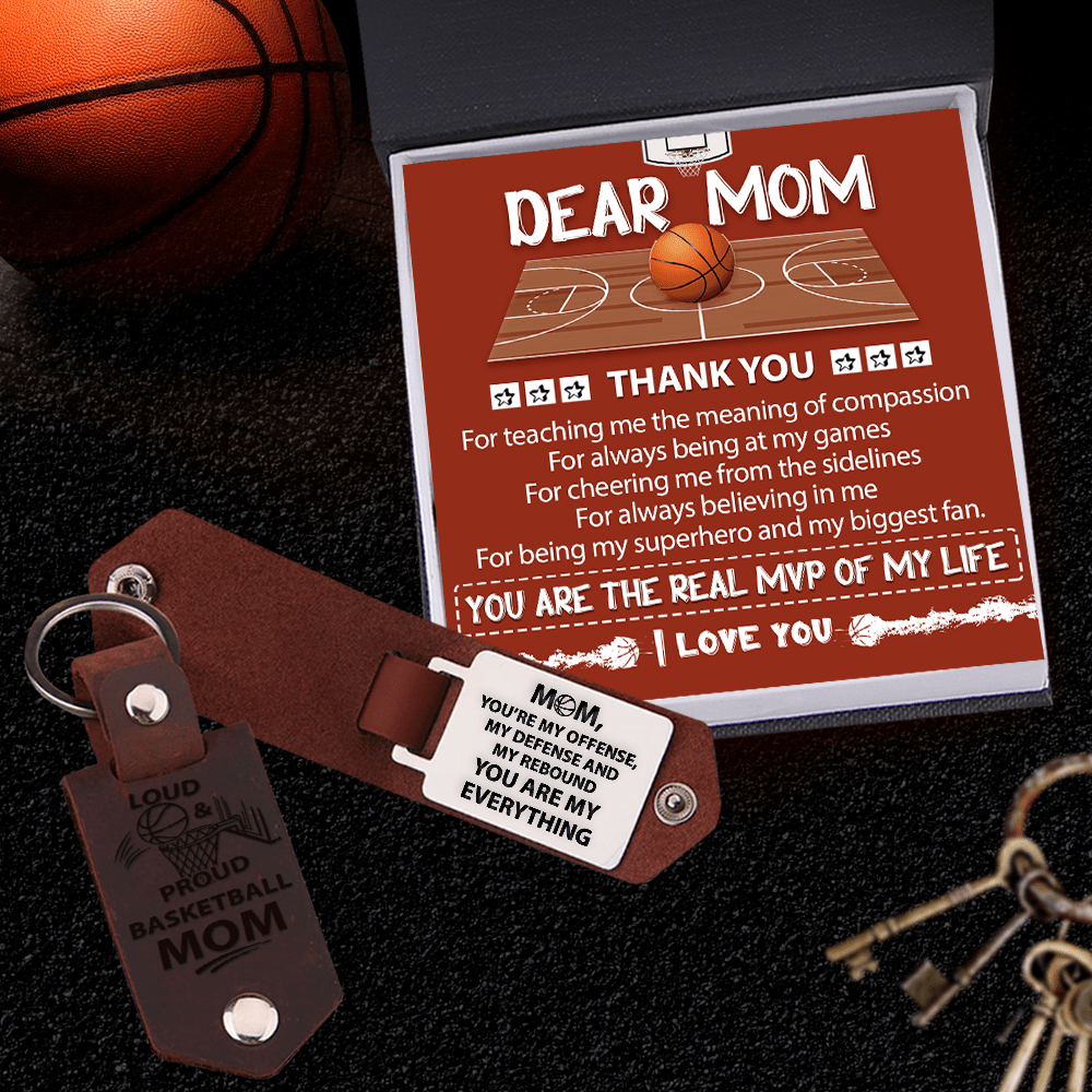 Message Leather Keychain - Basketball - To My Mom - I Love You - Gkeq19001