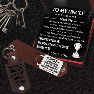 Message Leather Keychain - Family - To My Uncle - Thank You For Filling Our Family With Joy - Gkeq29001