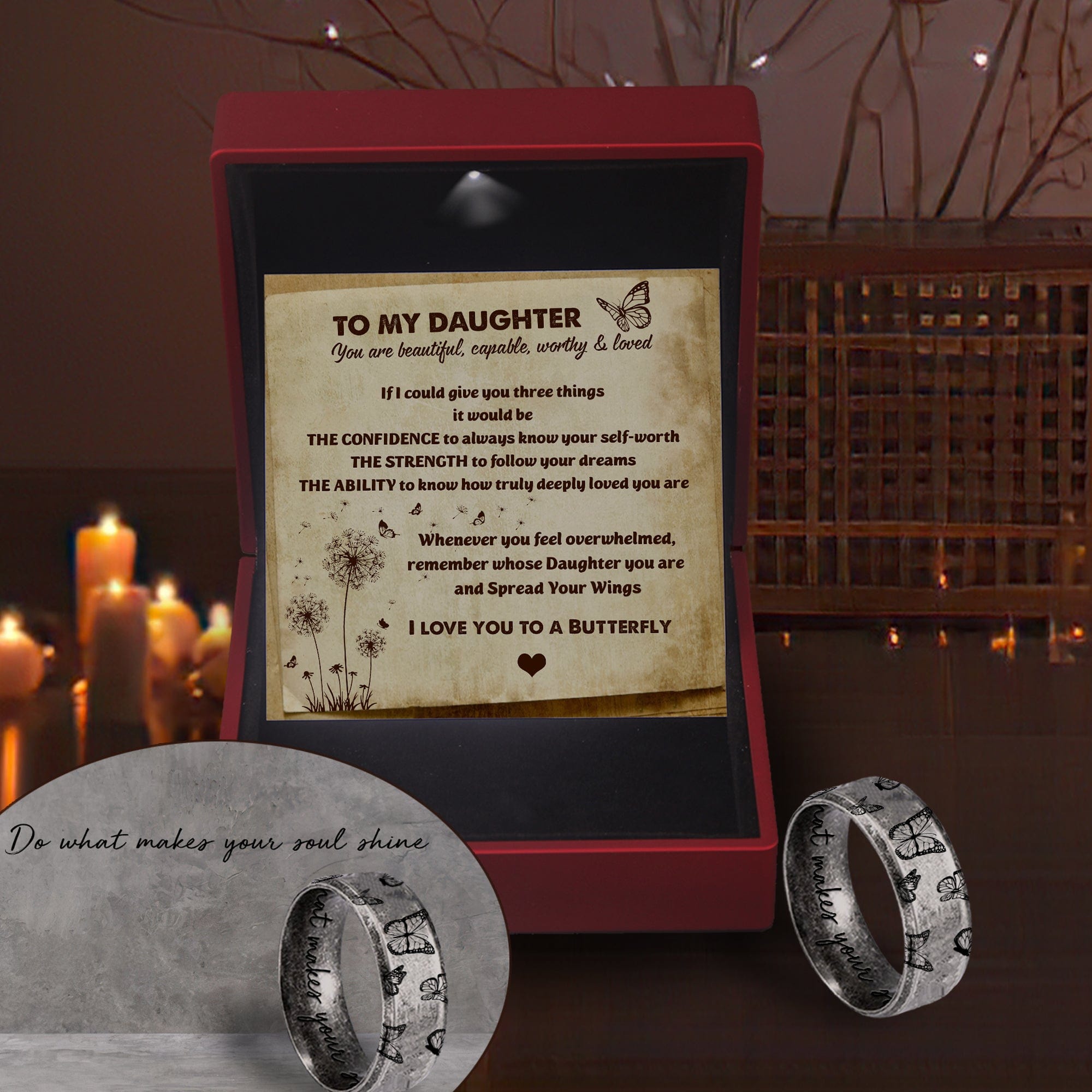 Metal Butterfly Ring - Butterfly - To My Daughter - I Love You To A Butterfly - Gri17003