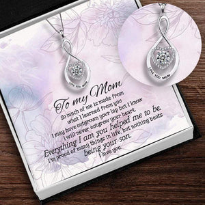 Mom Infinite Heart Necklace - Family - To My Mom - Everything I Am You Helped Me To Be - Gnzj19016