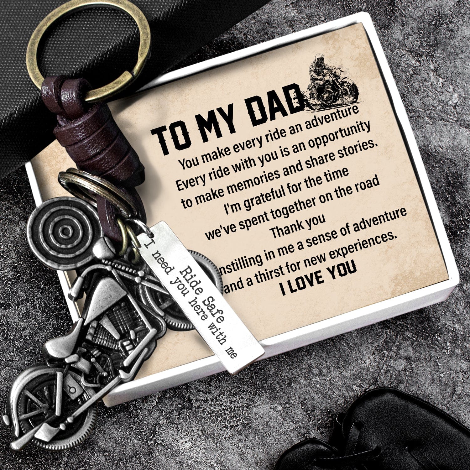 Motorcycle Keychain - Biker - To My Dad - Every Ride With You Is An Opportunity To Make Memories And Share Stories - Gkx18016