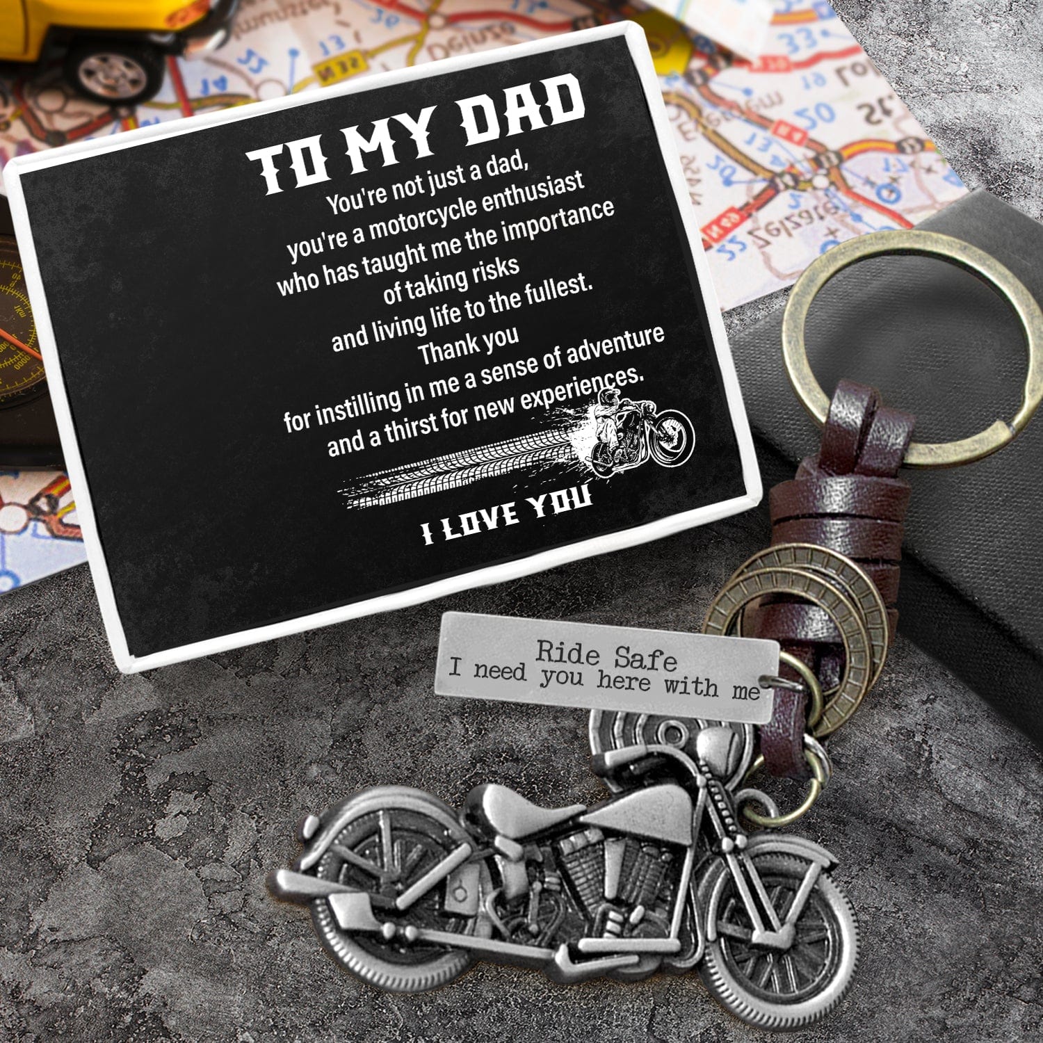 Motorcycle Keychain - Biker - To My Dad - Thank You For Instilling In Me A Sense Of Adventure - Gkx18015
