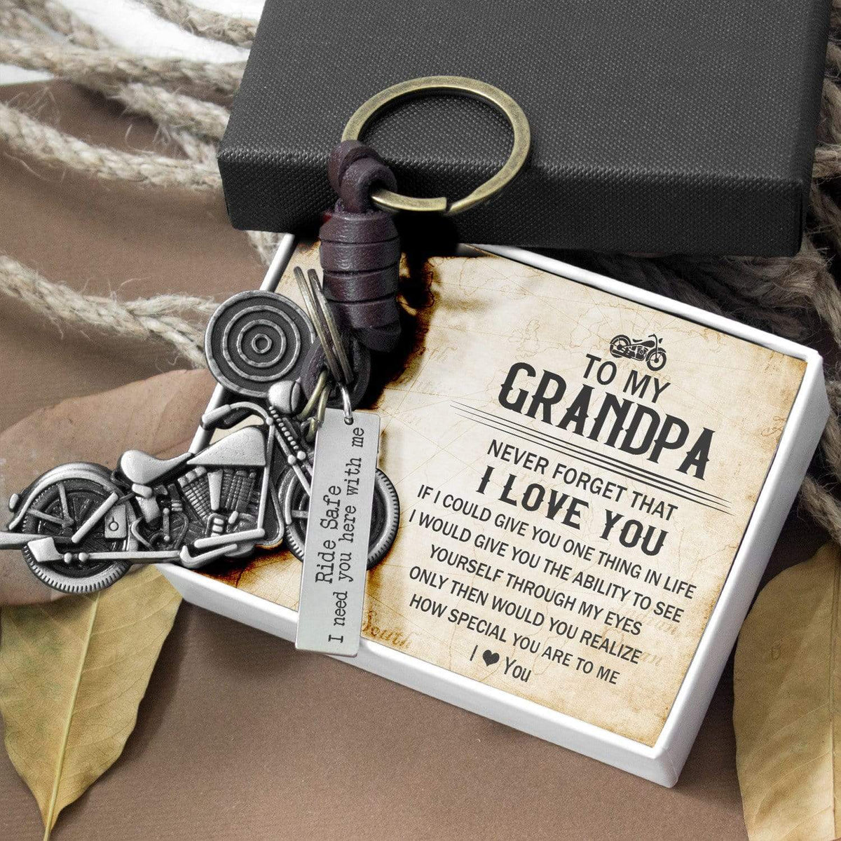 Motorcycle Keychain - Biker - To My Grandpa - I Love You - Gkx20002