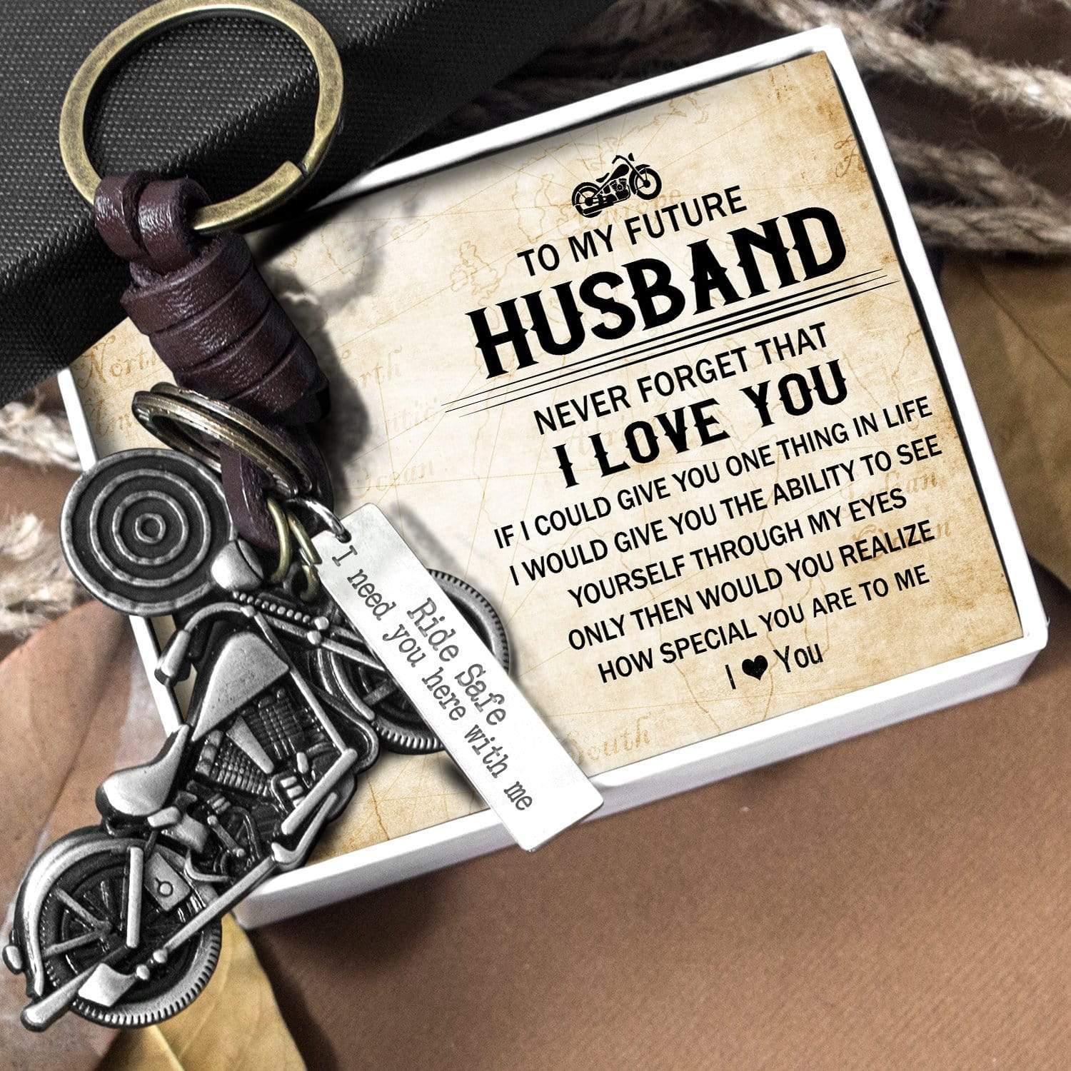 Motorcycle Keychain - To My Future Husband - Never Forget That I Love You - Gkx24005