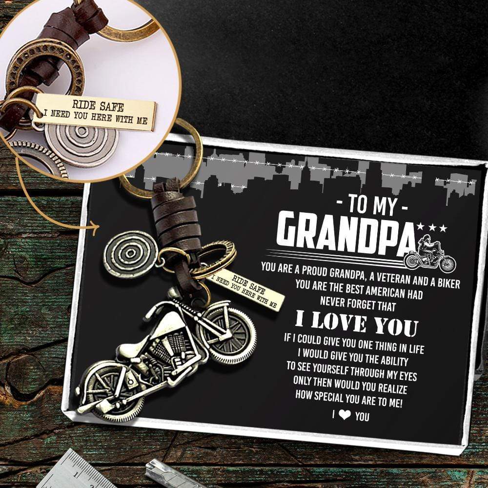 Motorcycle Keychain - To My Grandpa - You Are A Proud Grandpa, A Veteran, And A Biker - Gkx20001