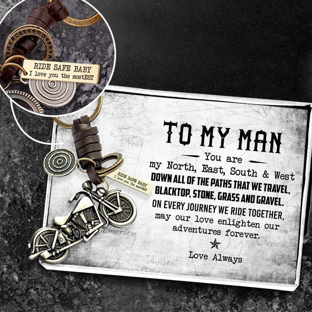 Motorcycle Keychain - To My Man - Ride Safe, Baby I Love You The Mostest - Gkx26013