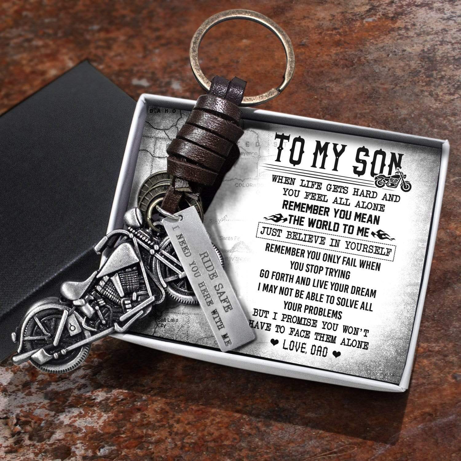 Motorcycle Keychain - To My Son - From Dad - I Promise You Won't Have To Face Them Alone - Gkx16008