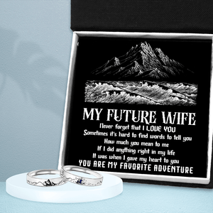 Mountain Sea Couple Promise Ring - Adjustable Size Ring  - Family - To My Future Wife - I Gave My Heart To You - Grlj25002
