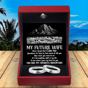 Mountain Sea Couple Promise Ring - Adjustable Size Ring  - Family - To My Future Wife - I Gave My Heart To You - Grlj25002