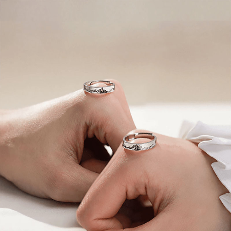 Mountain Sea Couple Promise Ring Adjustable Size Ring Family