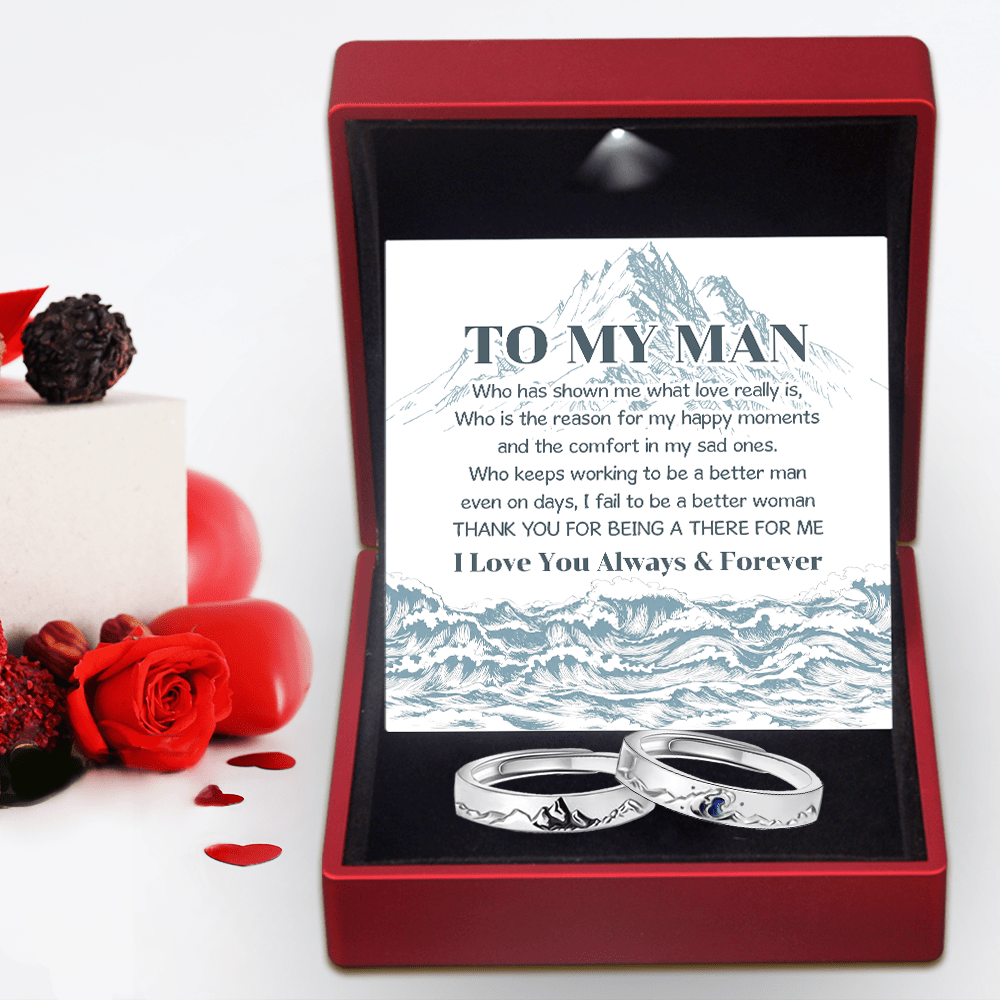 Mountain Sea Couple Promise Ring - Adjustable Size Ring - Family - To My Man - I Love You Always & Forever - Grlj26008