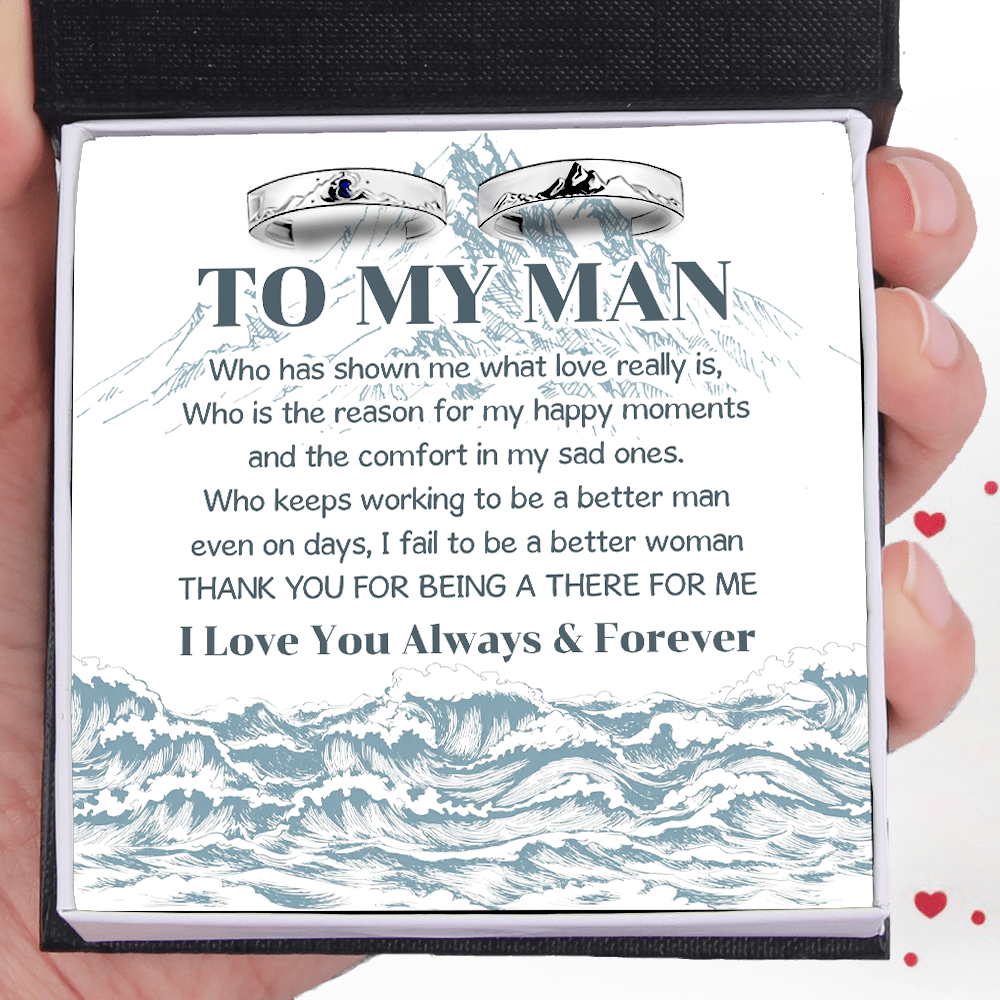 Mountain Sea Couple Promise Ring - Adjustable Size Ring - Family - To My Man - I Love You Always & Forever - Grlj26008