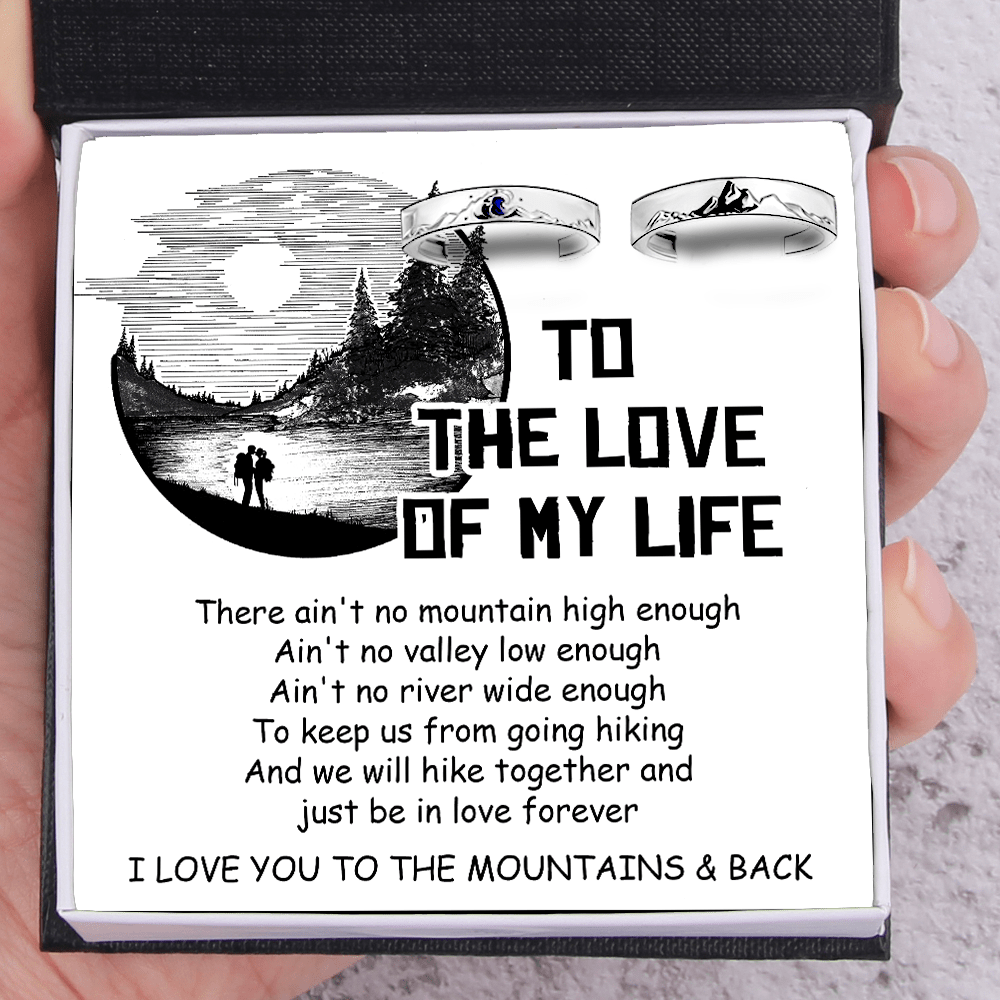 Mountain Sea Couple Promise Ring - Adjustable Size Ring - Hiking - To The Love Of My Life - I Love You To The Mountains & Back - Grlj12002