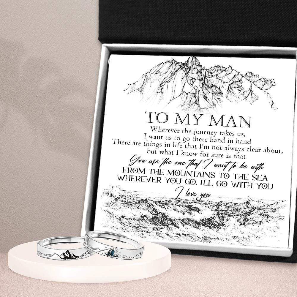 Mountain Sea Couple Promise Ring - Adjustable Size Ring - Travel - To My Man - I Want Us To Go There Hand In Hand - Grlj26005