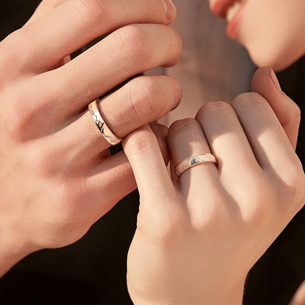 mountain sea couple promise ring adjustable size ring travel to my man i want us to go there hand in hand grlj26005