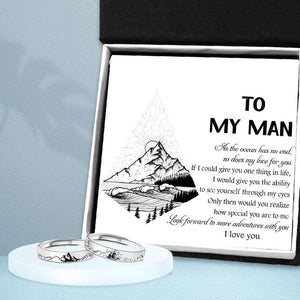 Mountain Sea Couple Promise Ring - Adjustable Size Ring - Travel - To My Man - Look Forward To More Adventures With You - Grlj26006