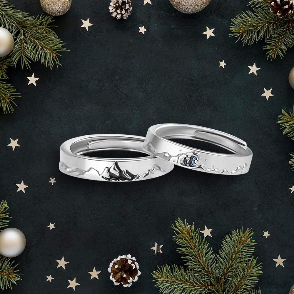 Mountain Sea Couple Promise Ring - Adjustable Size Ring - Travel - To My Other Half - All My Love Today And Always - Grlj24001