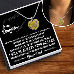 New Softball Heart Necklace - From Dad - To My Daughter - I Will Be Always Your No.1 Fan - Gnep17003
