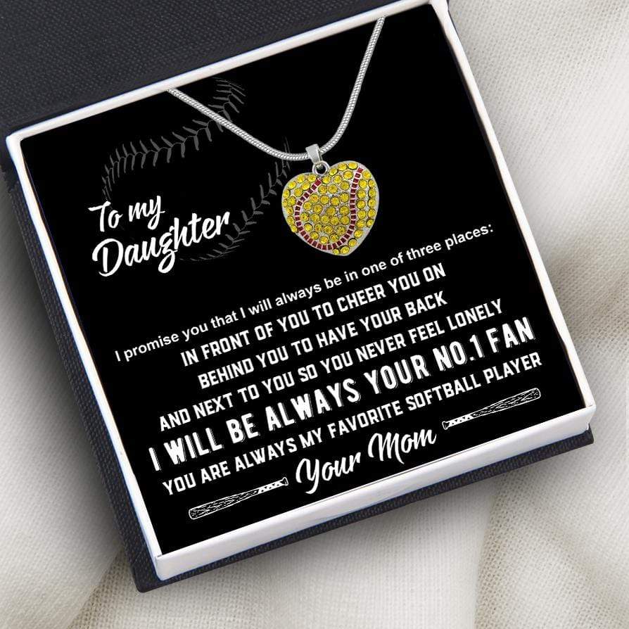 New Softball Heart Necklace - From Mom - To My Daughter - I Will Be Always Your No.1 Fan - Gnep17002
