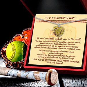 New Softball Heart Necklace - Softball - To My Beautiful Wife - I Love You To The Center-field Fence And Back - Gnep15001