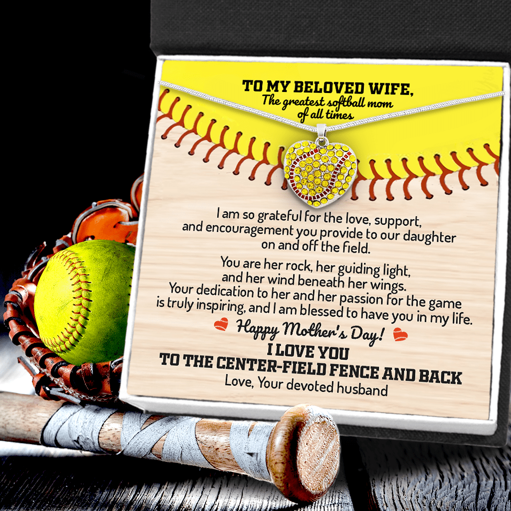 New Softball Heart Necklace - Softball - To My Beloved Wife - Happy Mother's Day! - Gnep15002