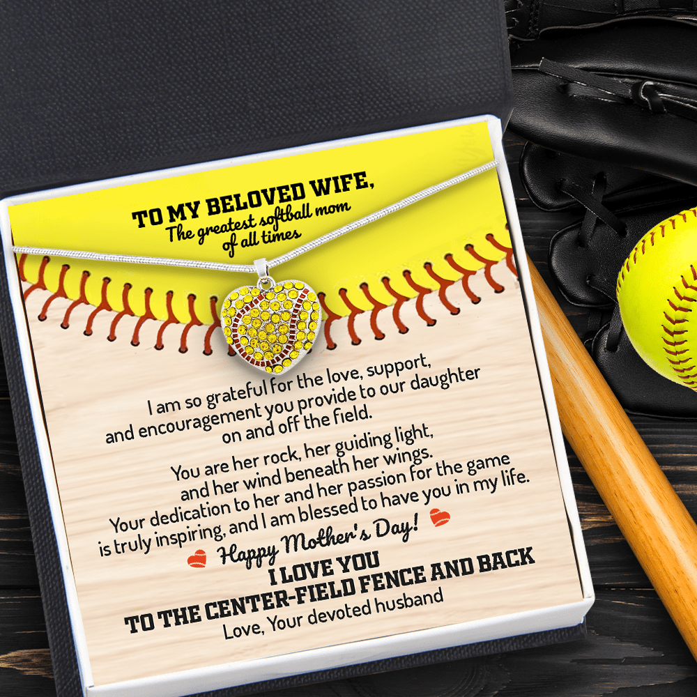 New Softball Heart Necklace - Softball - To My Beloved Wife - Happy Mother's Day! - Gnep15002