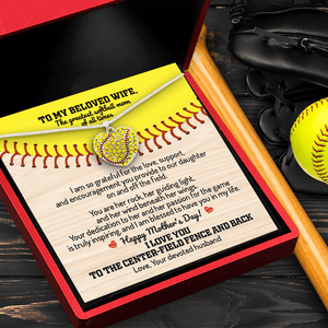 New Softball Heart Necklace - Softball - To My Beloved Wife - Happy Mother's Day! - Gnep15002