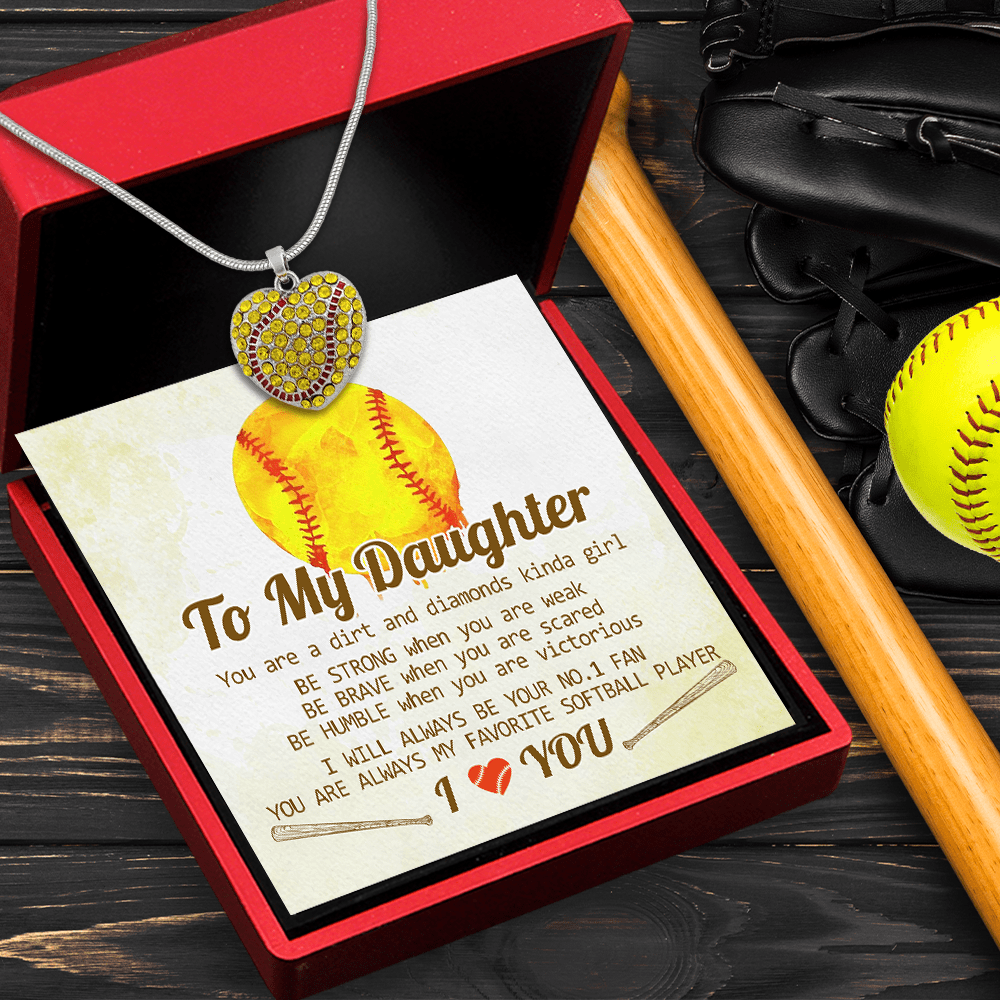 New Softball Heart Necklace - Softball - To My Daughter - Be Strong When You Are Weak - Gnep17017