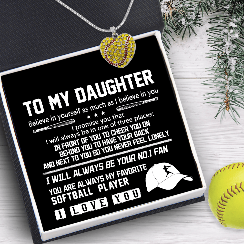 New Softball Heart Necklace - Softball - To My Daughter - I Love You - Gnep17013