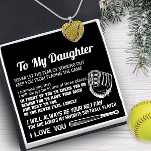 New Softball Heart Necklace - Softball - To My Daughter - I Love You - Gnep17015