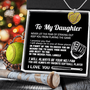 New Softball Heart Necklace - Softball - To My Daughter - I Love You - Gnep17015