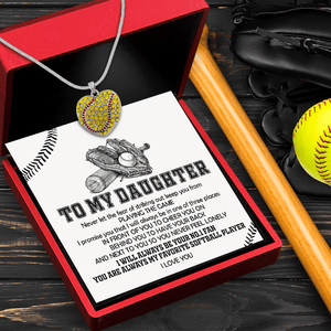New Softball Heart Necklace - Softball - To My Daughter - I Will Always Be Your No.1 Fan - Gnep17019