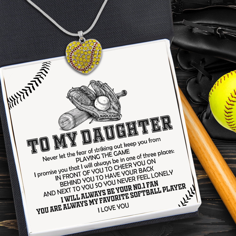 New Softball Heart Necklace - Softball - To My Daughter - I Will Always Be Your No.1 Fan - Gnep17019