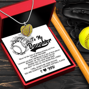 New Softball Heart Necklace - Softball - To My Daughter - Never Let The Fear Of Striking Out Keep You From Playing The Game - Gnep17021