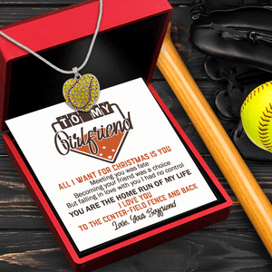 New Softball Heart Necklace - Softball - To My Girlfriend - All I Want For Xmas Is You - Gnep13012
