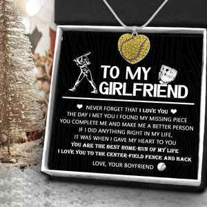 New Softball Heart Necklace - Softball - To My Girlfriend - I Love You - Gnep13001