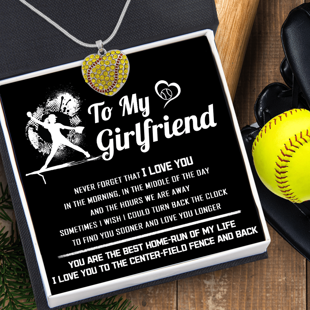 New Softball Heart Necklace - Softball - To My Girlfriend - I Love You - Gnep13006