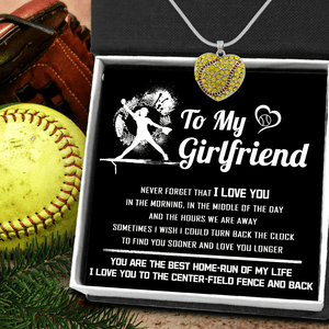 New Softball Heart Necklace - Softball - To My Girlfriend - I Love You - Gnep13006
