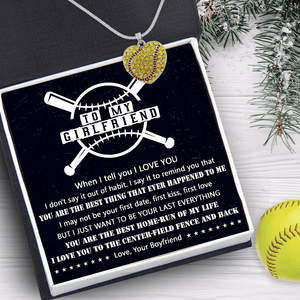 New Softball Heart Necklace - Softball - To My Girlfriend - You Are The Best Home-run Of My Life - Gnep13002