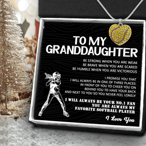 New Softball Heart Necklace - Softball - To My Granddaughter - Be Humble When You Are Victorious - Gnep23006