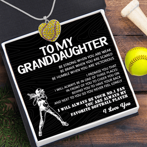 New Softball Heart Necklace - Softball - To My Granddaughter - Be Humble When You Are Victorious - Gnep23006