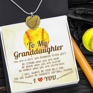 New Softball Heart Necklace - Softball - To My Granddaughter - Be Strong When You Are Weak - Gnep23007