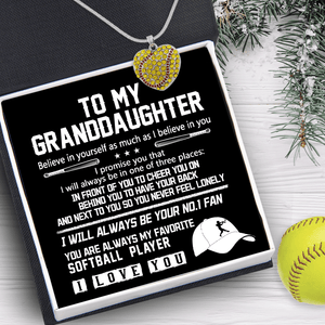 New Softball Heart Necklace - Softball - To My Granddaughter - I Love You - Gnep23003