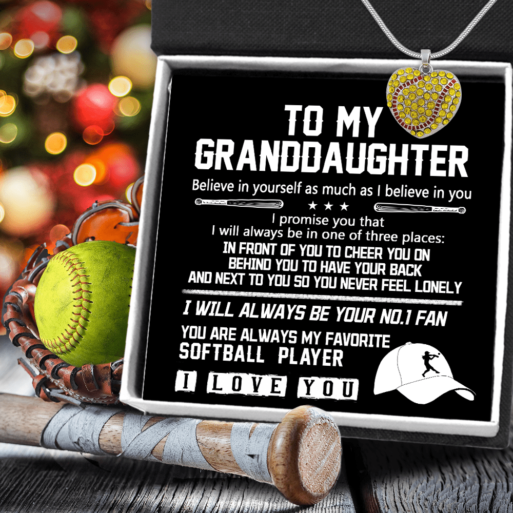 New Softball Heart Necklace - Softball - To My Granddaughter - I Love You - Gnep23003