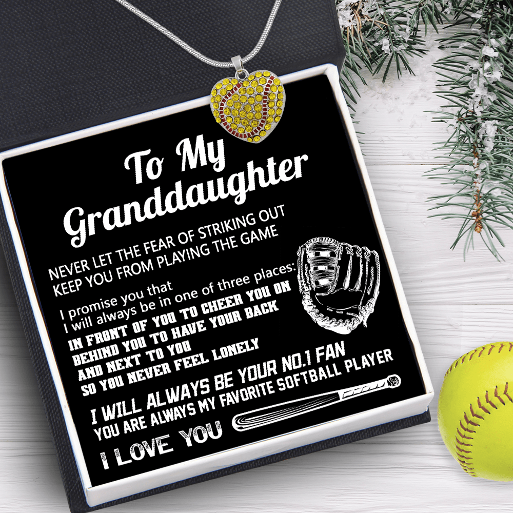 New Softball Heart Necklace - Softball - To My Granddaughter - I Love You - Gnep23005